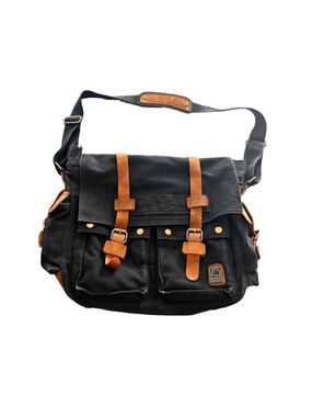 JONON Vintage Military Canvas leather Messenger bag